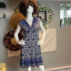 Jones New York‎ Blue Sleeveless Liquid Knit Fit & Flare Size 6P RefY021